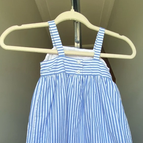 Janie and jack Kids dress size 2t light blue strips with and bow - Picture 5 of 5